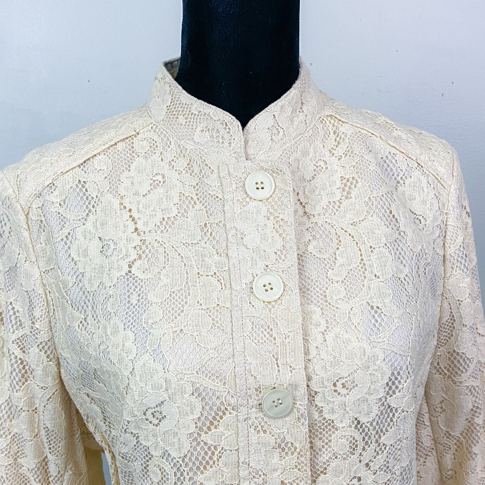 AK Anne Klein | Lace | Ivory | Button Down | Cardigan Jacket |